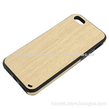 Wood Grain PU Leather Finishing IMD Case for iPhone, Eco-friendly, Natural